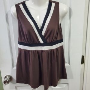 Brown v neck tank blouse
